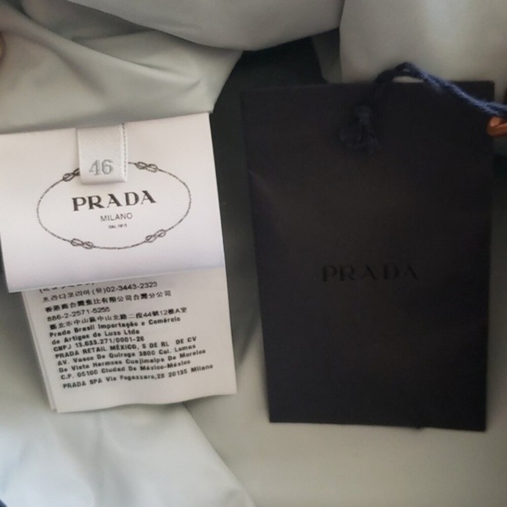 Prada Womens Navy Chic Feminine Edgy Luxury Tan Belted Windbreaker Size 46 - Picture 6 of 7